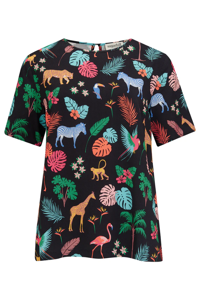 BETH TOP IN BLACK, TROPICAL SAFARI