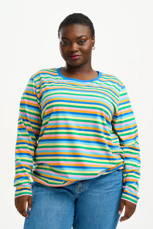 BRUNSWICK JERSEY TOP IN MULTI, CALIFORNIA STRIPE