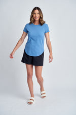 SHAPED HEM TEE - DEEP BLUE