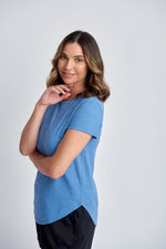 SHAPED HEM TEE - DEEP BLUE