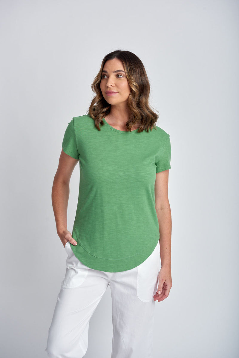 SHAPED HEM TEE - PALM GREEN