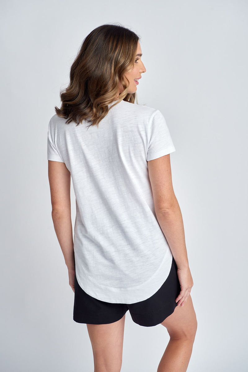 SHAPED HEM TEE - WHITE