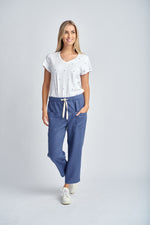 CASUAL LINEN POCKET PANT - DENIM