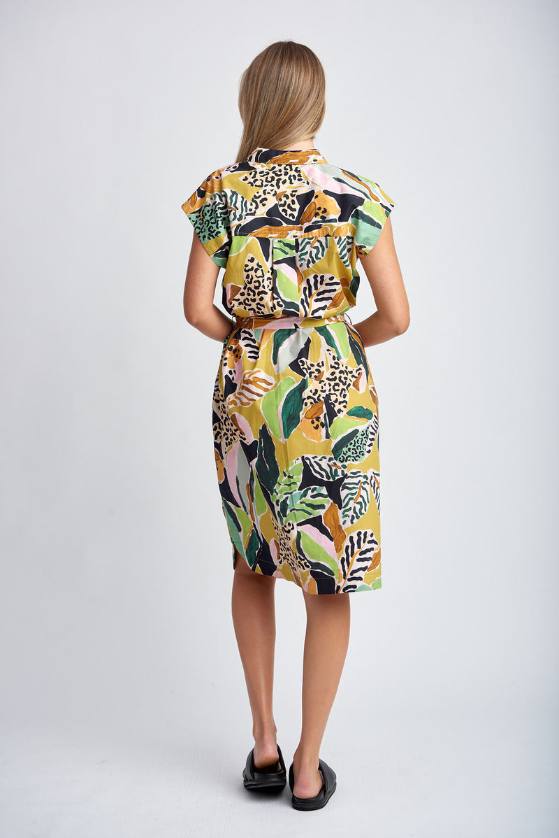 SHIRT DRESS WITH BELT - JUNGLE PRINT