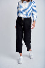 CASUAL LINEN POCKET PANT - BLACK