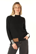 COLOUR BLOCK TRIM JUMPER IN BLACK