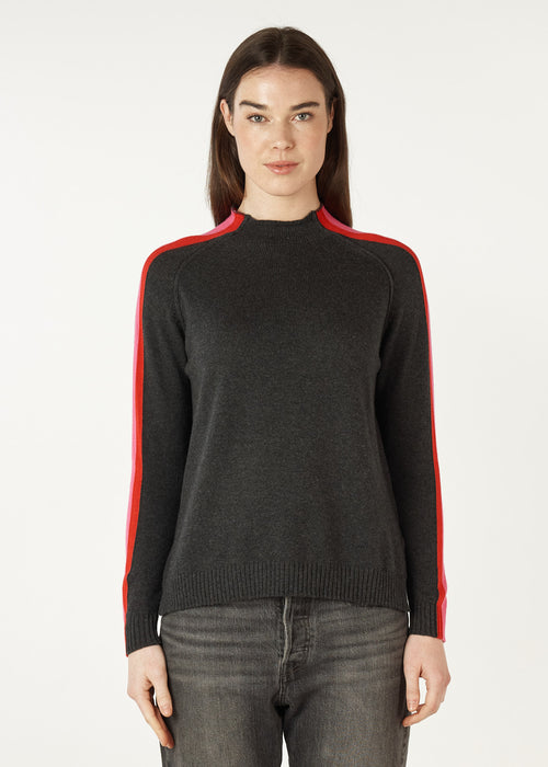 CONTRAST FUNNEL NECK IN CHARCOAL