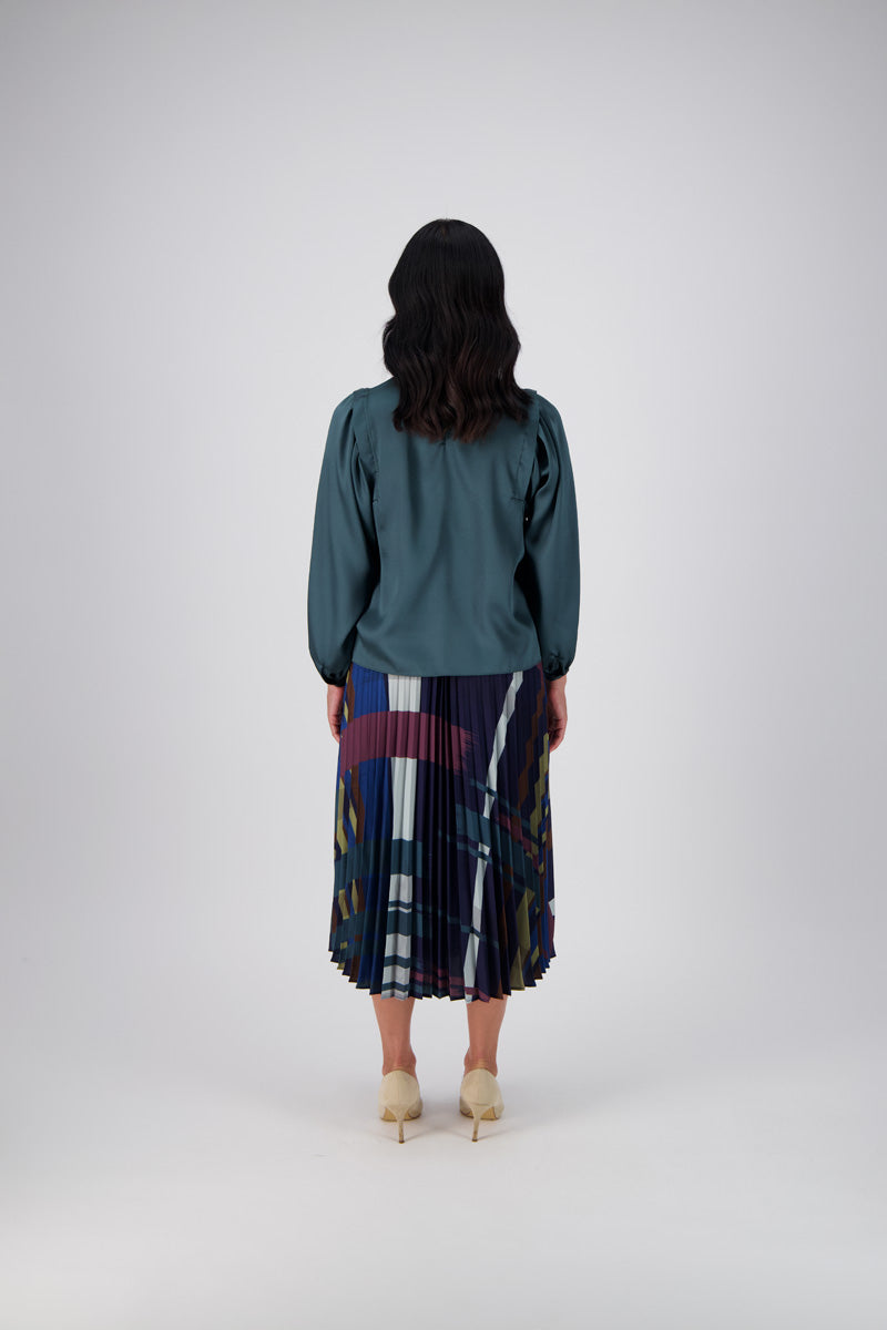 CROSSROADS PLEATED SKIRT - WOODLAND