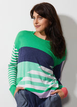 DIAGONAL STRIPE JUMPER IN FROG