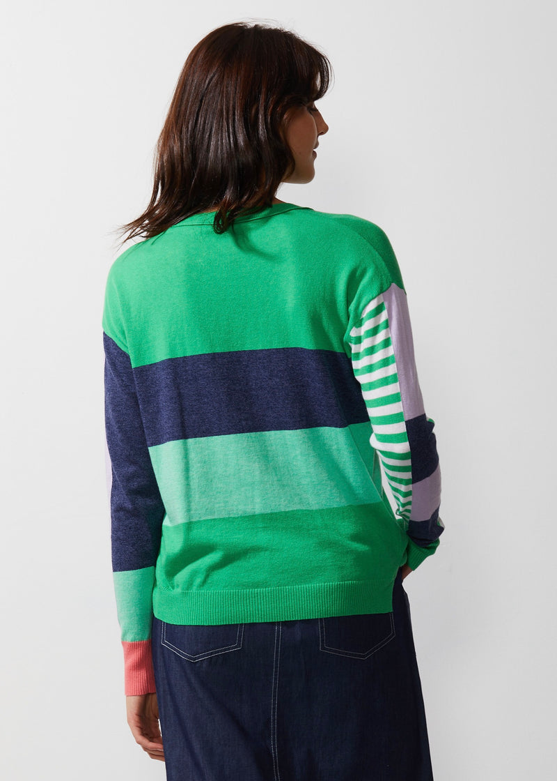 DIAGONAL STRIPE JUMPER IN FROG