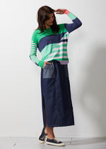 DIAGONAL STRIPE JUMPER IN FROG