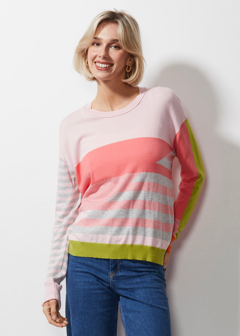 DIAGONAL STRIPE JUMPER IN PETAL