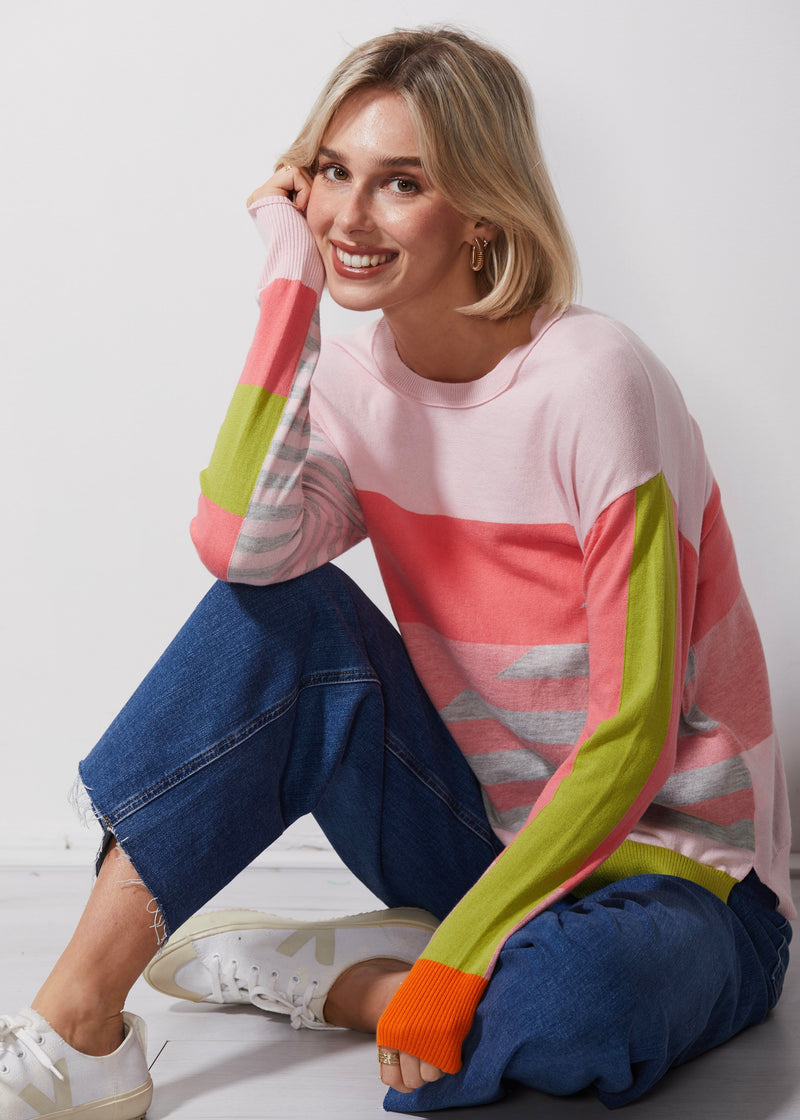 DIAGONAL STRIPE JUMPER IN PETAL