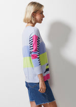 DIAGONAL STRIPE JUMPER IN SKY