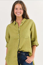 LINEN BOYFRIEND SHIRT IN OLIVE