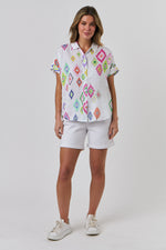 LINEN SHORT SLEEVE SHIRT IN DIAMANT