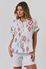 LINEN SHORT SLEEVE SHIRT IN DIAMANT