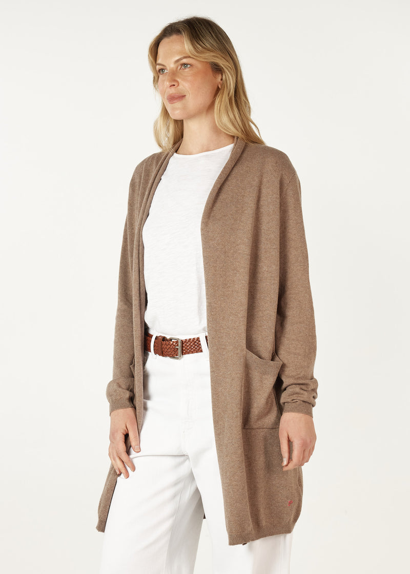 ESSENTIAL LONGLINE CARDI IN BARK