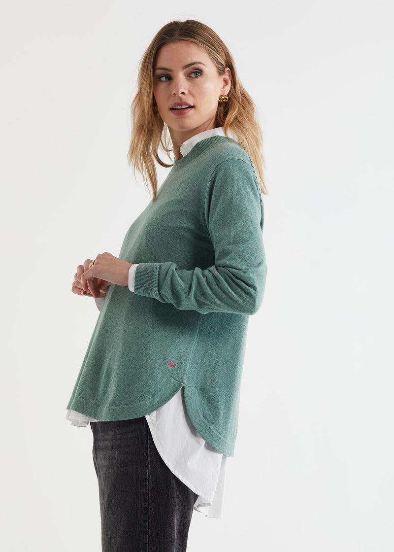 ESSENTIAL SHIRT BOTTOM KNIT IN MOSS