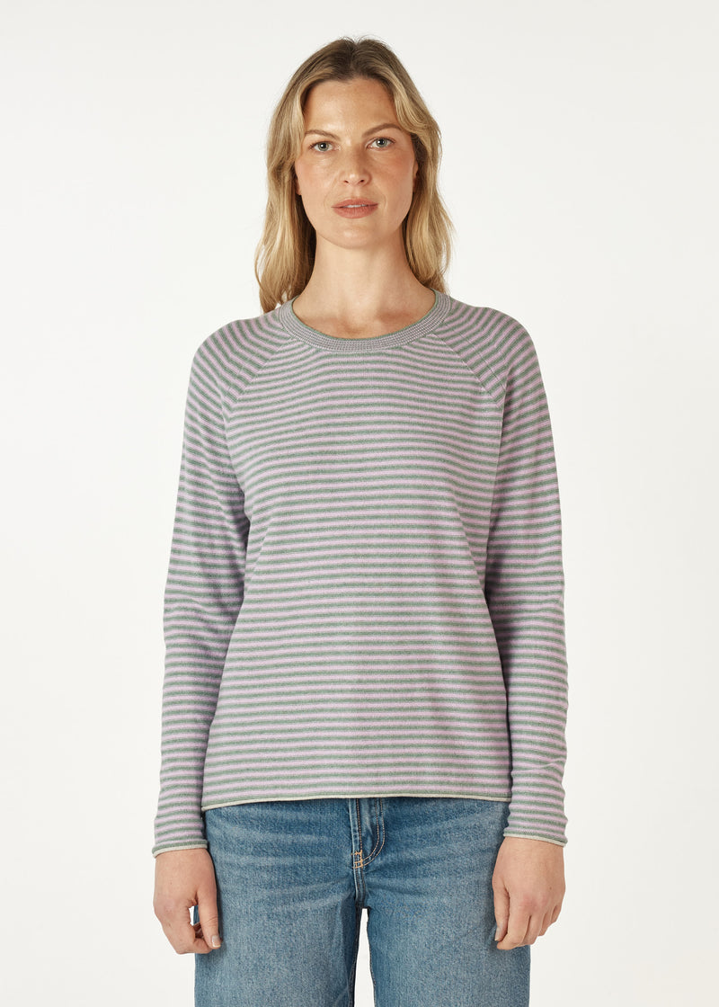 ESSENTIAL STRIPE CREW IN MOSS