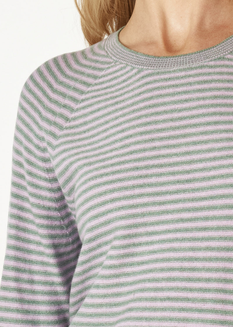 ESSENTIAL STRIPE CREW IN MOSS