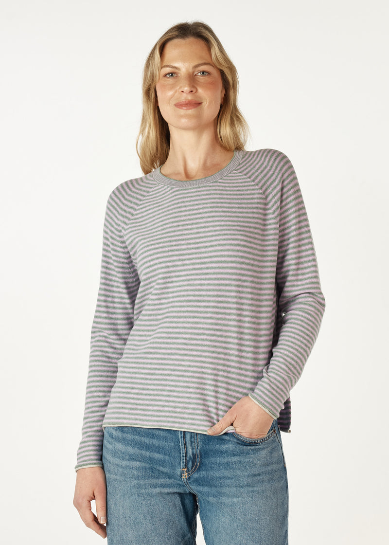 ESSENTIAL STRIPE CREW IN MOSS