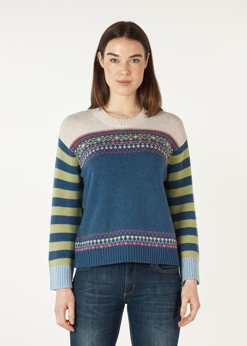 FAIRISLE JUMPER IN DENIM