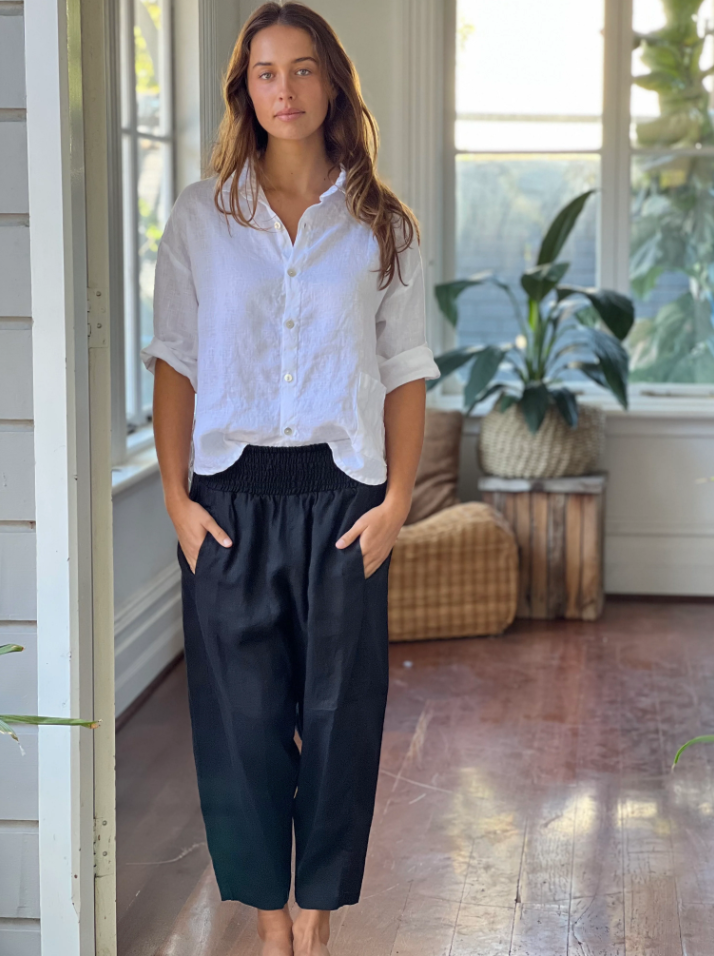 FRANKIE LINEN PANT: BLACK