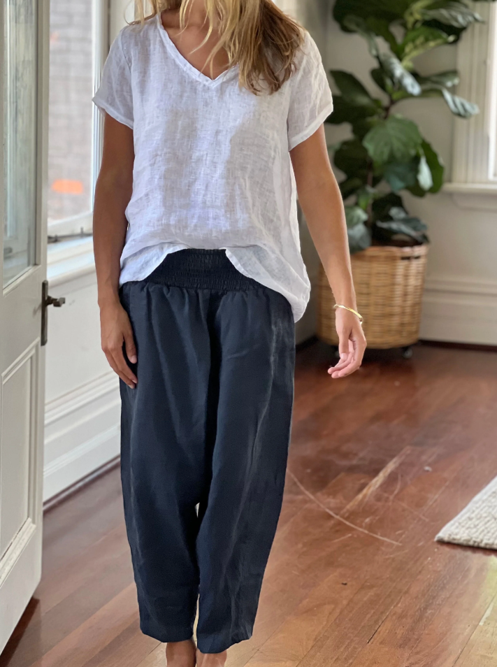 FRANKIE LINEN PANT: CHARCOAL