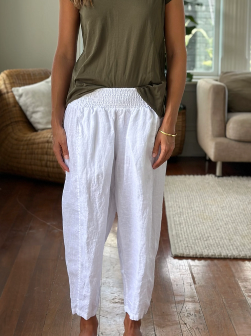 FRANKIE LINEN PANT: WHITE