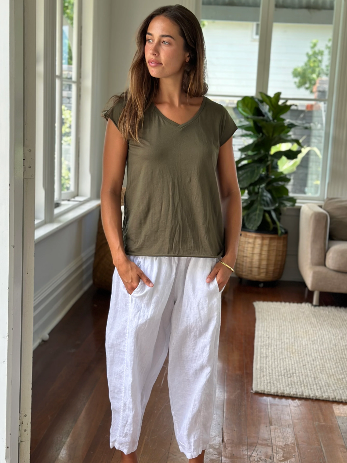 FRANKIE LINEN PANT: WHITE