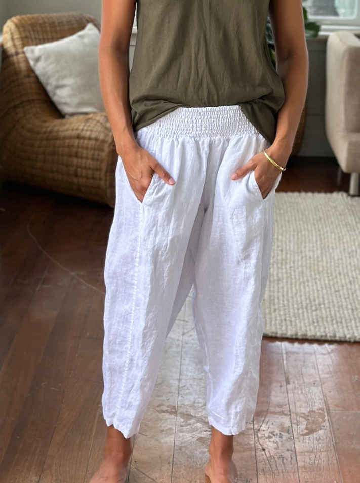 FRANKIE LINEN PANT: WHITE