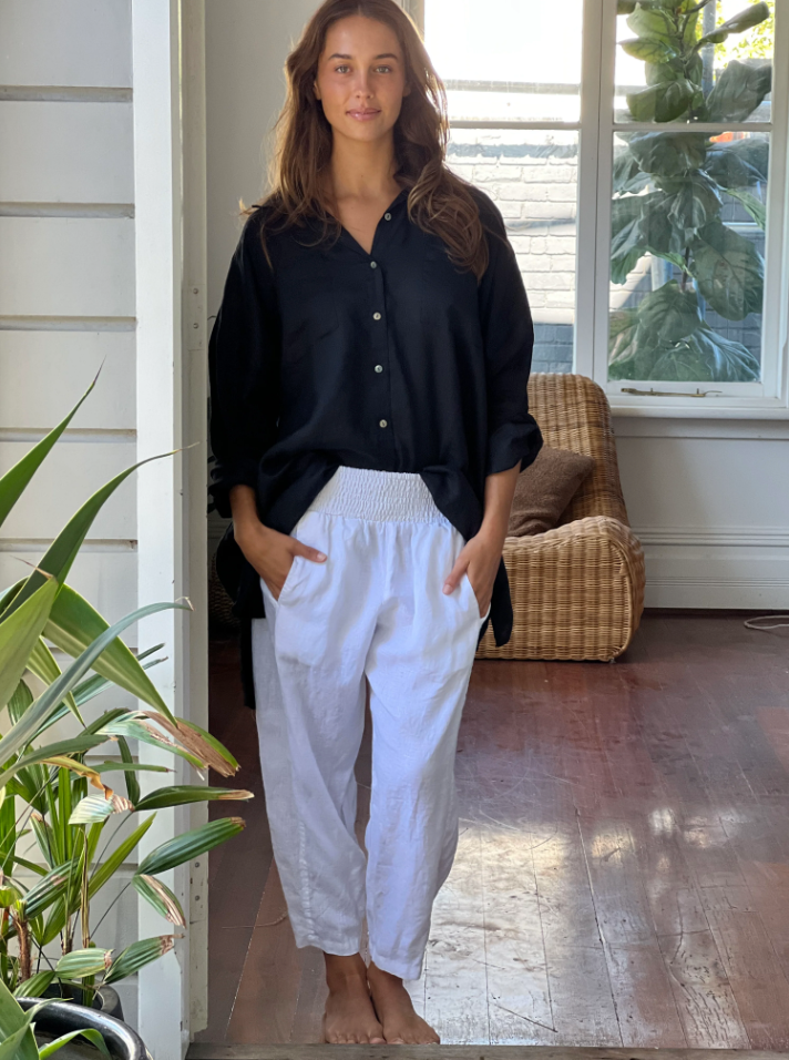 FRANKIE LINEN PANT: WHITE