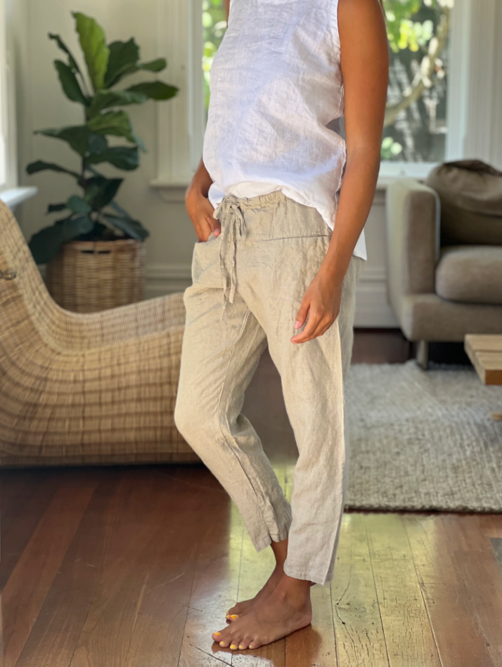 JESSIE LINEN PANT: ALMOND