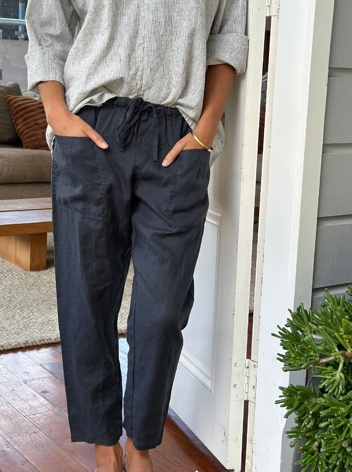 JESSIE LINEN PANT: CHARCOAL