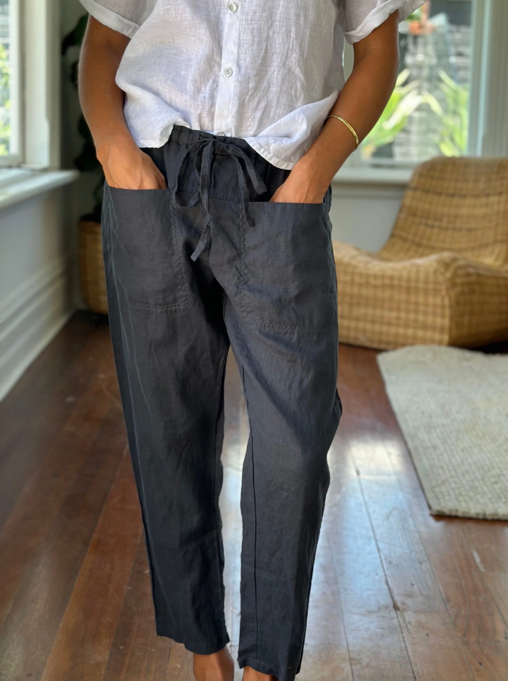 JESSIE LINEN PANT: CHARCOAL