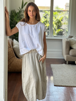 LANA LINEN SKIRT: ALMOND