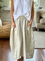 LANA LINEN SKIRT: ALMOND