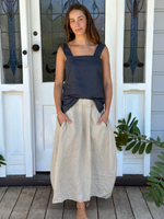 LANA LINEN SKIRT: ALMOND