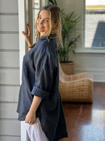 MEGAN LINEN SHIRT: CHARCOAL