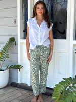 JESSIE LINEN PANT: SMALL FLORAL AVOCADO