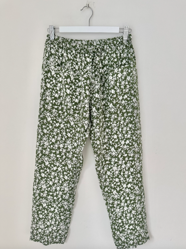 JESSIE LINEN PANT: SMALL FLORAL AVOCADO