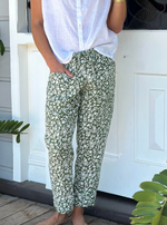 JESSIE LINEN PANT: SMALL FLORAL AVOCADO