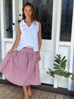 LOLA LINEN SKIRT: RED GINGHAM