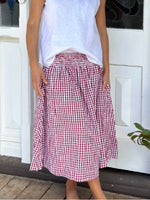 LOLA LINEN SKIRT: RED GINGHAM