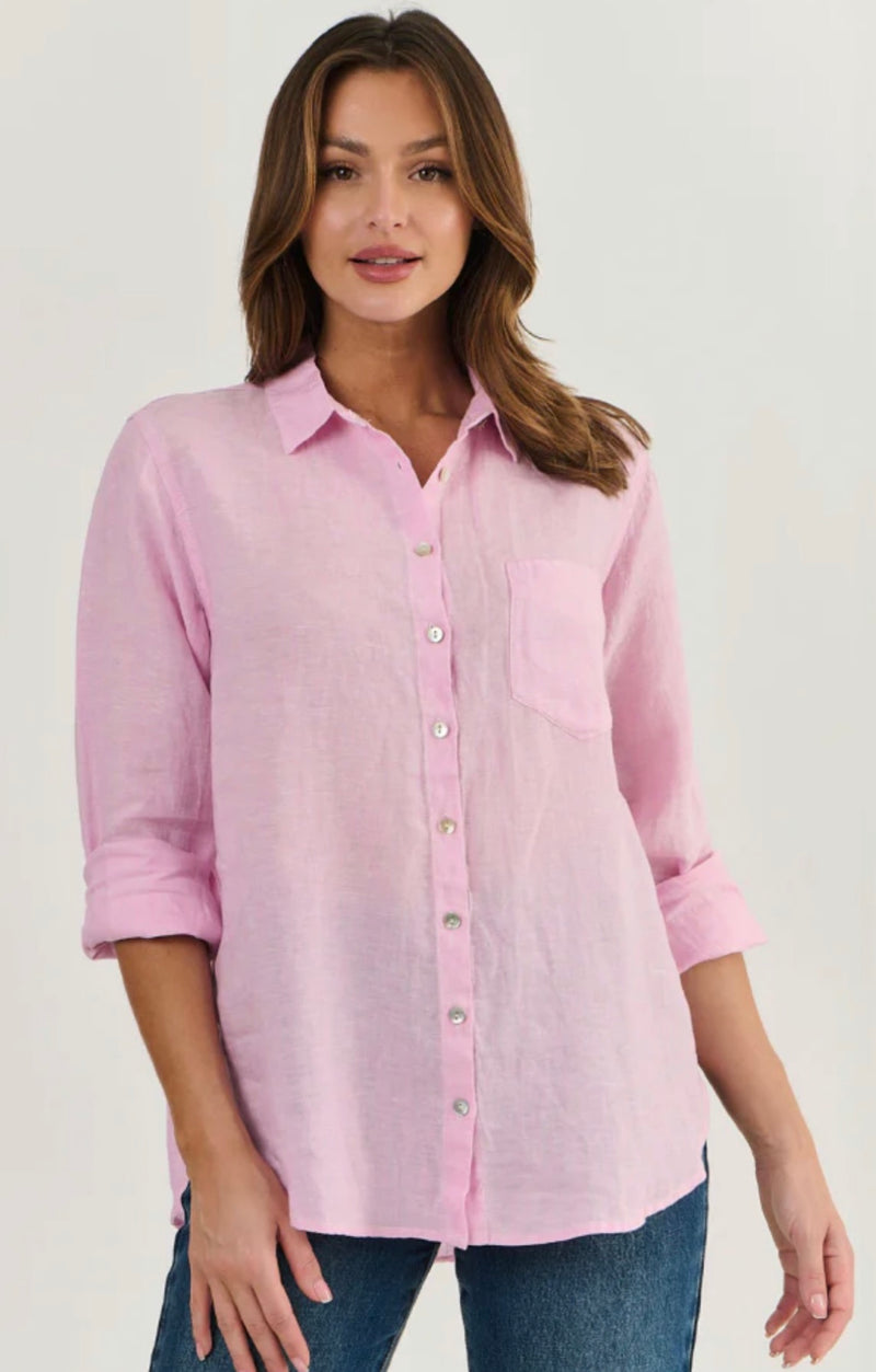 LINEN BOYFRIEND SHIRT IN PASTEL