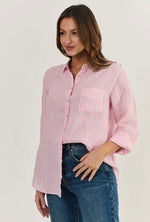 LINEN BOYFRIEND SHIRT IN RAYURE PASTEL