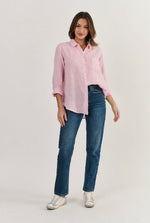 LINEN BOYFRIEND SHIRT IN RAYURE PASTEL