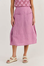 LANTERN HEM LINEN SKIRT IN FIG