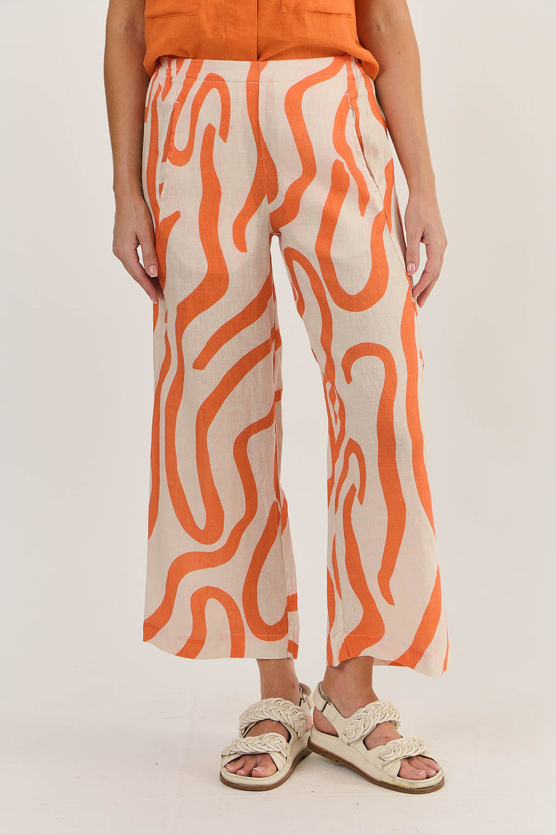 WIDE LEG PANT IN TAMARIND RIBBON